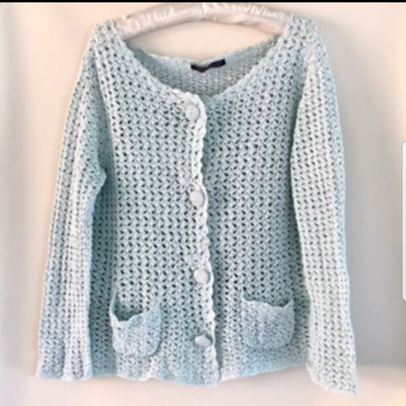 "French Postcards" Crochet Sweater / Jacket (M/L) - Picture 9 of 11